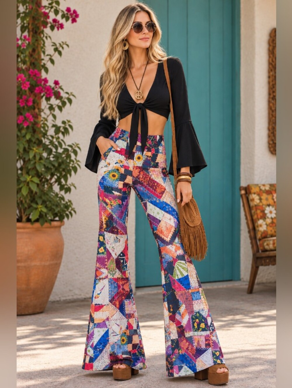 NWT NORMA KAMALI Fishtail Pants In Vintage Quilt L
